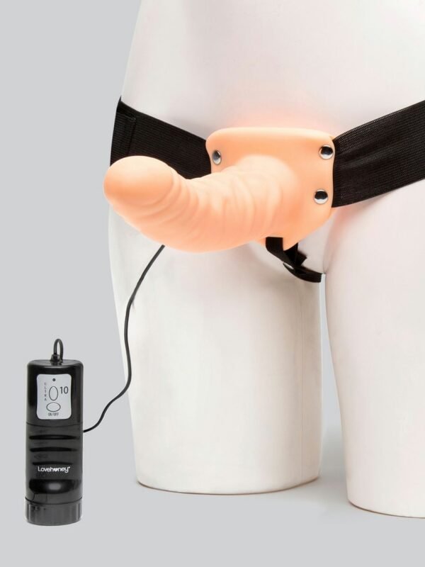 Perfect Partner Unisex Hollow Vibrating Strap-On 8 Inch