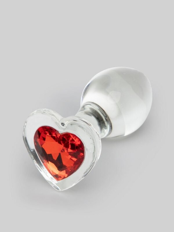 Sensual Glass Jeweled Heart Butt Plug 3 Inch