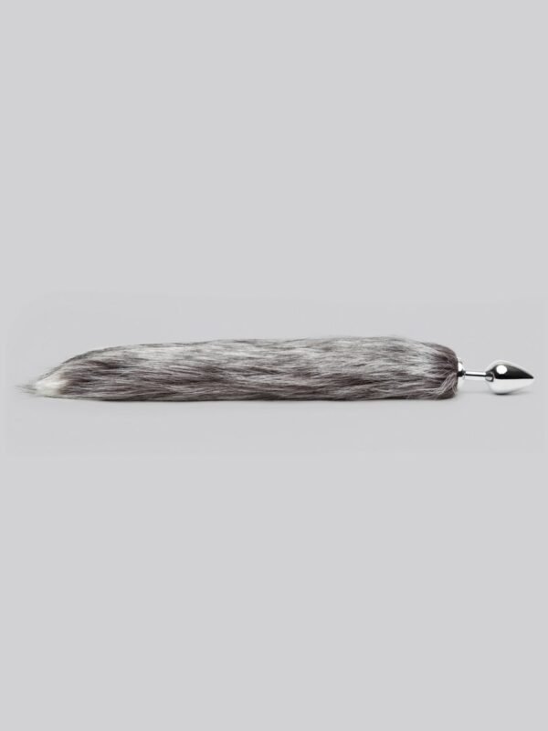 DOMINIX Deluxe Stainless Steel Medium Faux Silver Fox Tail Butt Plug - 图片 2