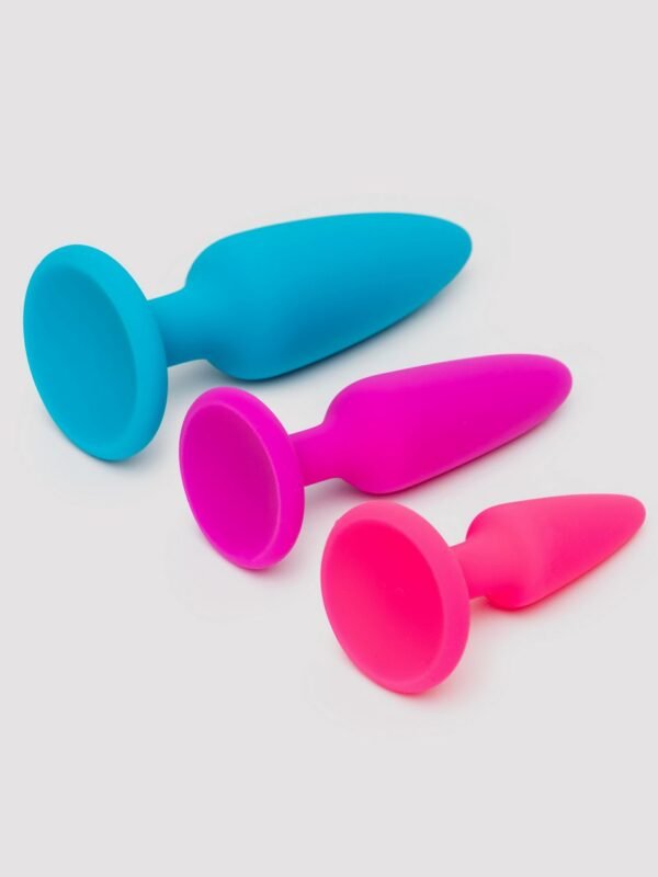 Rainbow Tapered Silicone Butt Plug Set (3-Piece) - 图片 2