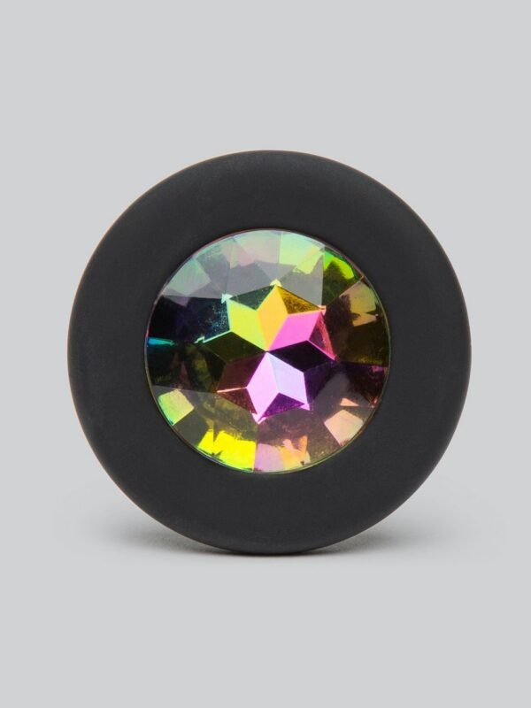 Glams Silicone Black Mini Butt Plug with Rainbow Crystal 3 Inch - 图片 3