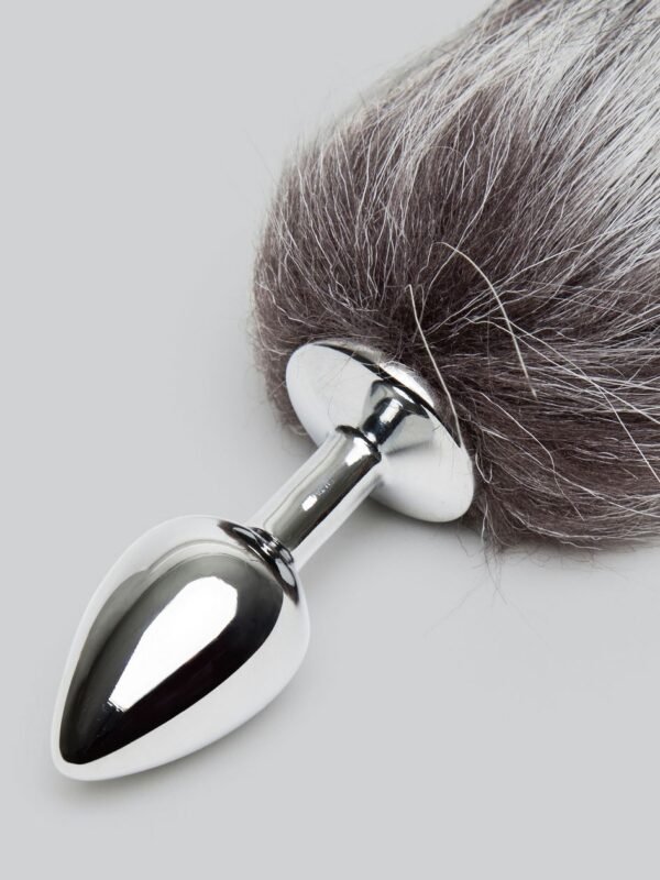 DOMINIX Deluxe Stainless Steel Small Faux Silver Fox Tail Butt Plug - 图片 3