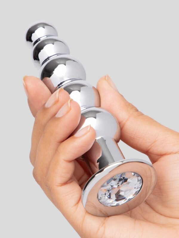 Power Jewel Beaded Aluminum Jeweled Butt Plug 5 inch - 图片 4