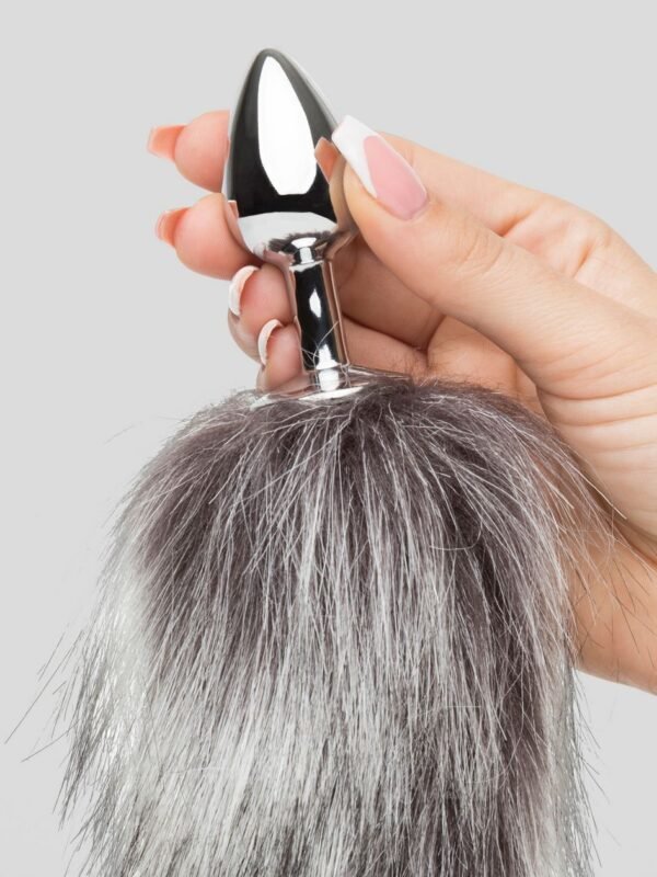 DOMINIX Deluxe Stainless Steel Small Faux Silver Fox Tail Butt Plug - 图片 4