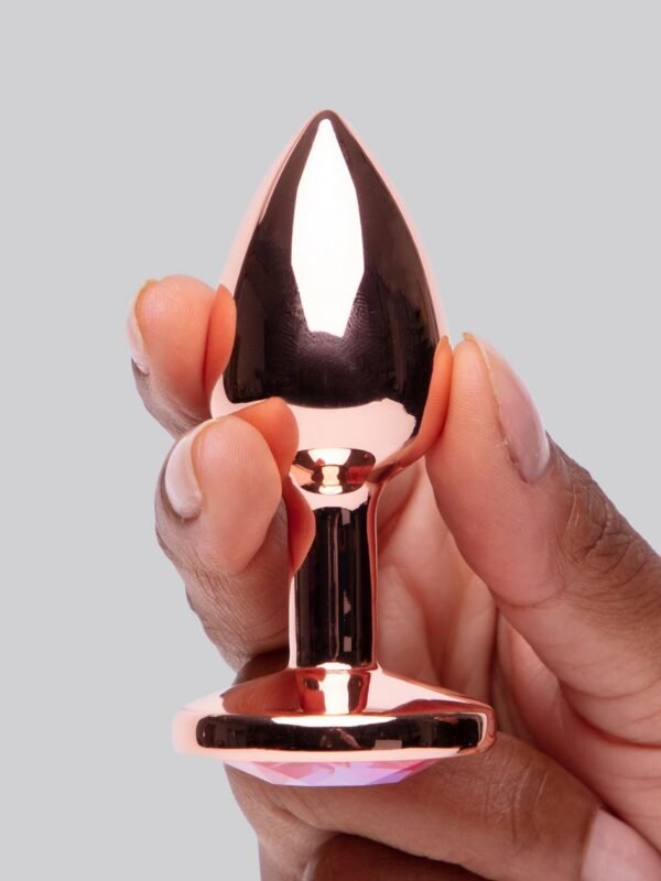Luxury Crystal Stainless Steel Rose Gold Butt Plug 2.5 Inch - 图片 4