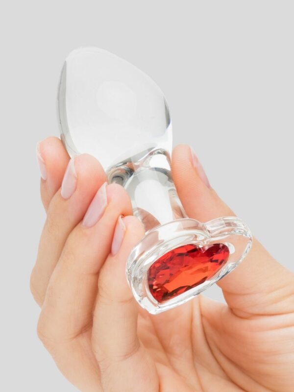 Sensual Glass Jeweled Heart Butt Plug 3 Inch - 图片 4